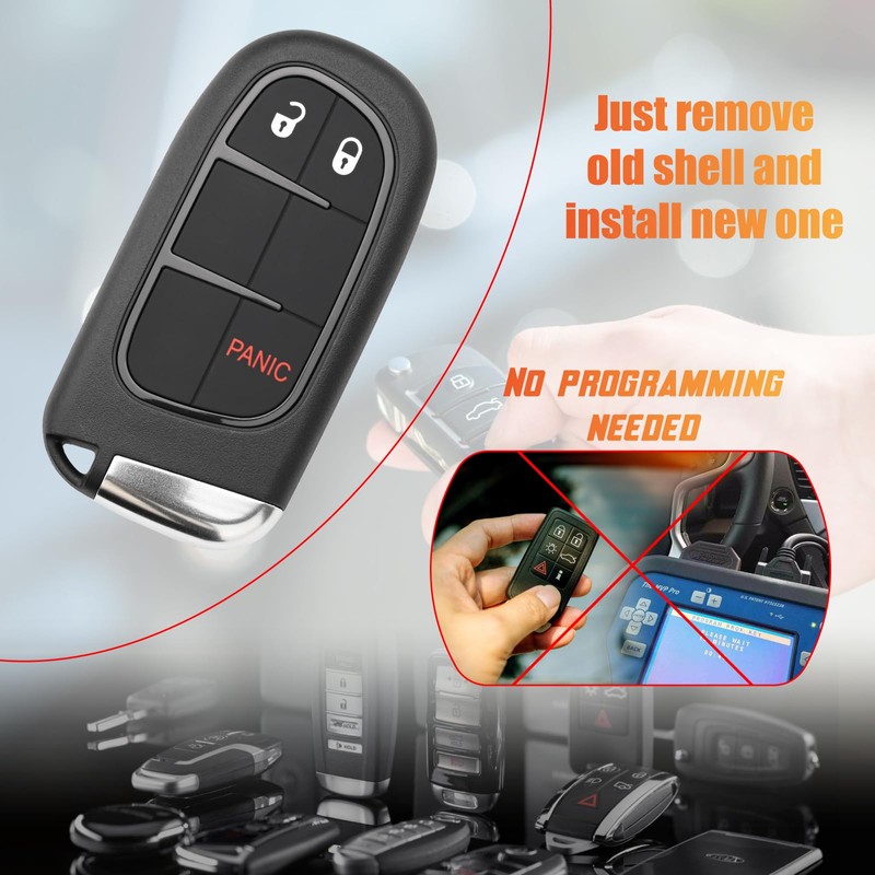 Sianxaido 68105087AG Key Fob Shell Case Compatible with Cherokee 2014-2022