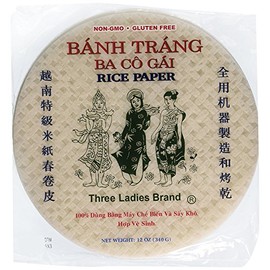 Three Ladies Spring Roll Rice Paper Wrappers (Round 22cm 3pks)