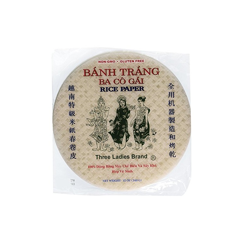Three Ladies Spring Roll Rice Paper Wrappers (Round 22cm 3pks)