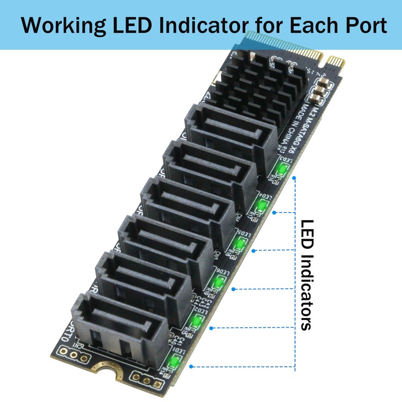 M.2 to SATA 3.0 Adapter [6-Port], RIITOP M.2 NVMe to