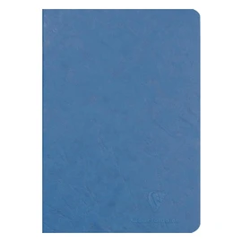 Clairefontaine 733104C Collection Age Bag Blue Stapled Notebook - A5 14.8 x 21 cm - 96 Plain White Pages - 90 g Paper - Glossy Leather Grain Card Cover