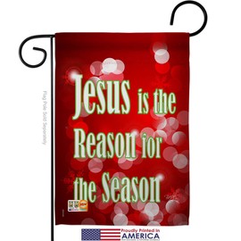 Jesus is the Reason Garden Flag Set Mailbox Hanger Wintertime Nativity Three King Religious Holy Family Season Christian Small Decorative Gift Yard House Banner Made In USA 13 X 18.5