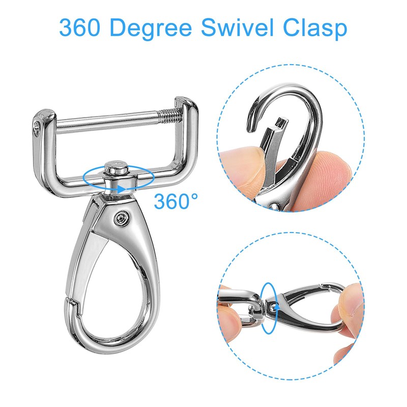 sourcing map 2Pcs Swivel Clasps Hook, 25mm(1 Inch) D Ring