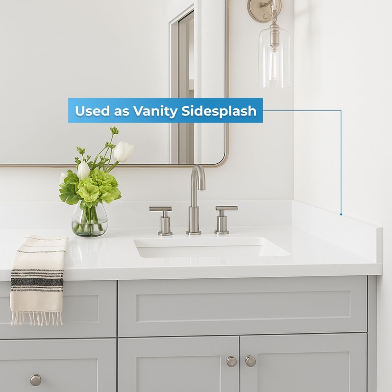 Threshold.shop Bathroom Vanity Sink Backsplash and Sidesplash (Super White Engineered
