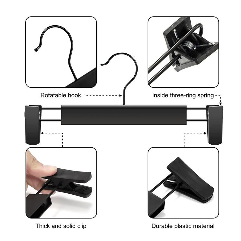 GUANJUNE 10 Pack Clothes Pants Hangers, Space-Saving Skirt Holders with