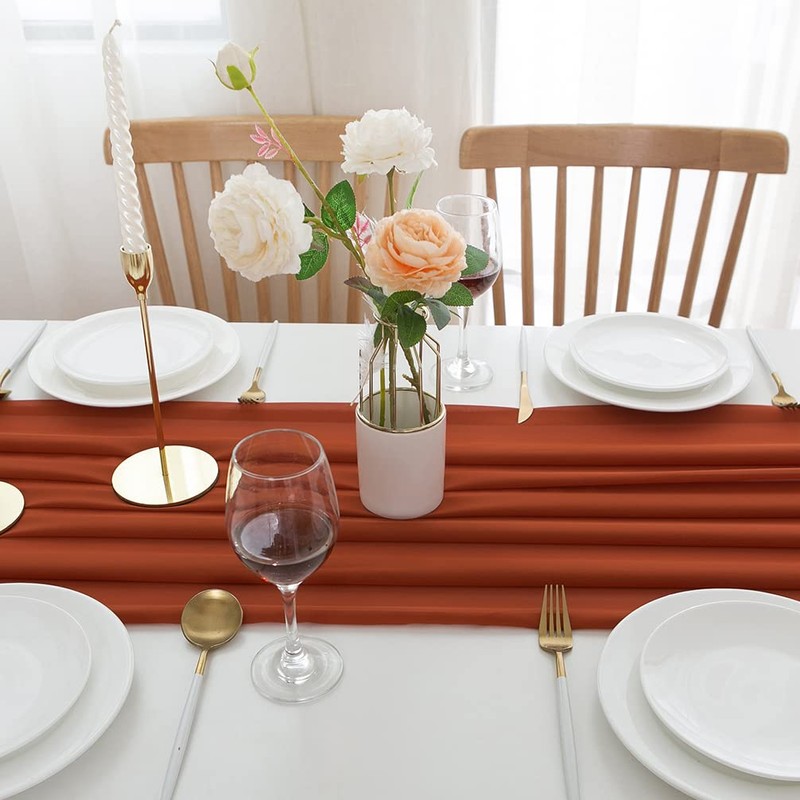 CHUQING Autumn Table Runner, Chiffon Table Runner, 70 x 300