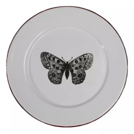 Esmalte Morillas Plato En Peltre Con Diseño De Mariposa De Esmalte Morillas