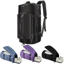 Mochila de Viaje,Bolsa de Gimnasio con Separación Seca y Húmeda,Mochila Impermeable con Bolsa Húmeda y Compartimento para Zapatos para Viajes,Natación,Escalada,Yog,Ligero(Negro)