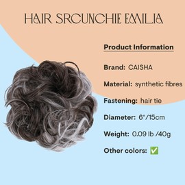 CAISHA Big Hairpiece Scrunchy Updo Bridal Hairstyle curly Messy Bun Brown Gray Mix G25E
