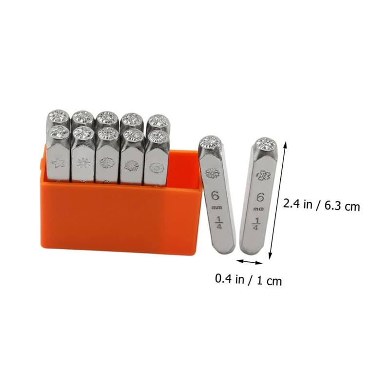 NUOBESTY 12pcs Flower Pattern Steel Stamping Tool Set for Leather