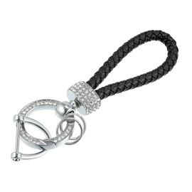 X AUTOHAUX Car Fob Key Chain Braided Keychains Holder for Men Women Set Black