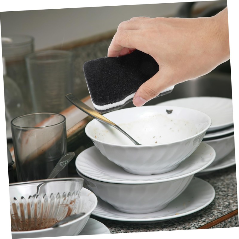 NOLITOY Scrub Black Kitchen Sponge Pads 2 Sides Dishwashing Sponge