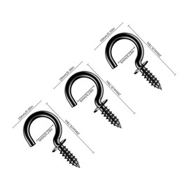 100-Piece Multifunctional Black Screw Hook Set, Mini Screw Hooks for Wood, Hanging Wind Chimes, Decorations, Plants, Keys, etc.