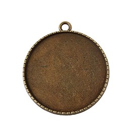 Pandahall 10pcs 35mm Vintage Tibetan Style Alloy Pendant Cabochon Bezel Settings Antique Bronze Flat Round Tray