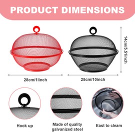 MAQUITA 2 Pcs Mesh Fruit Basket with Lid Fruit Cover Protective Countertop Produce Cover Metal Wire Mesh Holder Strainer Mesh Fruit Holder Kitchen Accessories for Kitchen Food Vegetable