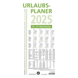 Zettler - Holiday Planner 2025 White, 100 x 42 cm, Wall Planner with 16 Months on 1 Page, for 25 People, Folded to 14 x 29.7 cm, Blue Angel, Monthly Overview and German Calendar