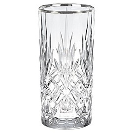 Lorren Home Trends Dynasty Collection Crystal Water, Beverage or Ice Tea Glass with Silver Band, Set of 6
