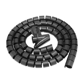 Lazmin Tubo de Envoltura en Espiral/Tubo en Espiral Flexible/Organizador de Cable/Protector de Envoltura de Alambre para Uso en el hogar y la Oficina(Negro 1.5m * 28mm)