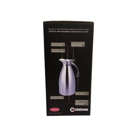 Cuisinox Stainless Steel Thermal Coffee Carafe, Vacuum Insulated for Hot or Cold Beverages, 2 Liters 11" High