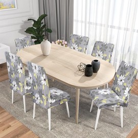 StarBaKeSi Chair Covers for Dining Chairs, Stretch Jacquard Chair Slipcovers for Decorative Dining Chair Cover, Protectors Cover for Kitchen, Home, Removable & Washable (#002 Flower Pattern, 6 Pack)