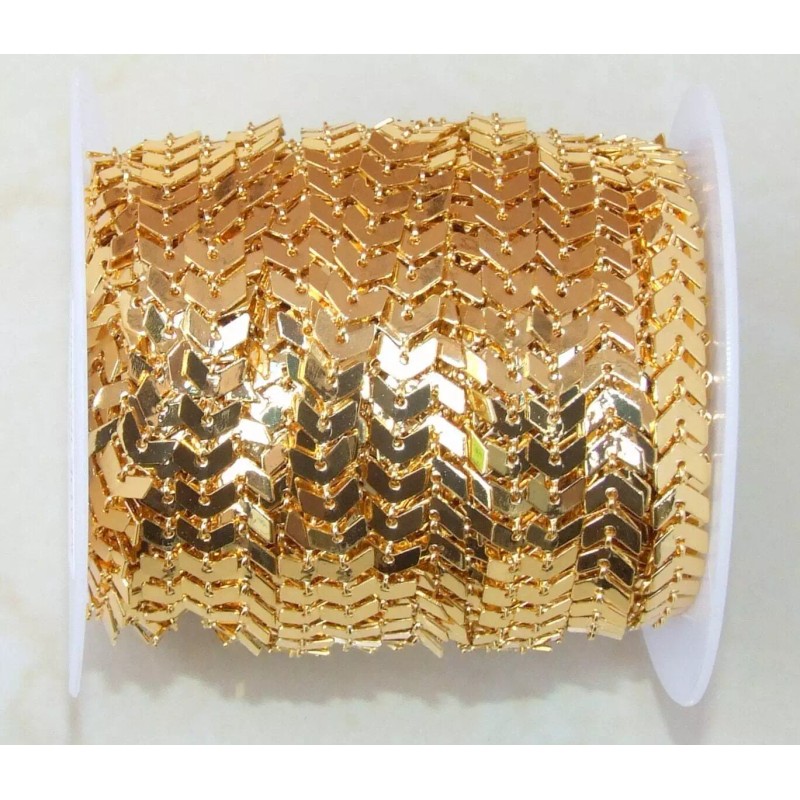 Gold Plated Fish Bone Chain, Chevron Chain, Necklace Chain, Bulk