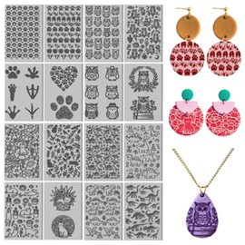 CONCHLERY 16 Sheets Clay Texture Mat Animal Series Cats Owls 4x2.6 Inch