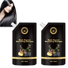2PCS Polygonum Multiflorum Shampoo, Black Shouwu Nourishing Shampoo, Anti Dandruff & Trockene Kopfhaut für Haarwachstum und Volumen, fördert das Haarwachstum für Männer und Frauen