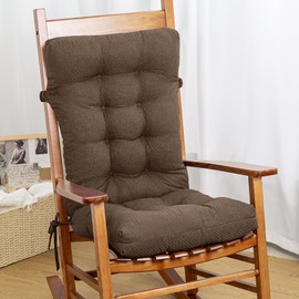 ROFIELTY Rocking Chair Cushion, Tufted/Ties/Non-Slip Bottom,41×17×3in, Suitable for Indoor/Outdoor Rocker Furniture (Dark Brown)