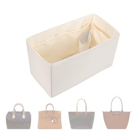 ArcDiary Purse Organizer Insert,Silk Bag Organizer with 6 Sizes,Silky Smooth,Handbag Shaper For Longchamp,Birkin 20/25,Speedy 30/45,Neverfull and More(Large,Craie)
