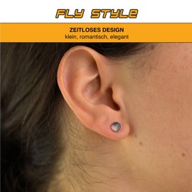 Fly Style Ohrstecker Silber 925 - Muschel Ohrstecker - Ohrringe mit Muschel - Perlenauster Schmuck, Grösse:10 mm