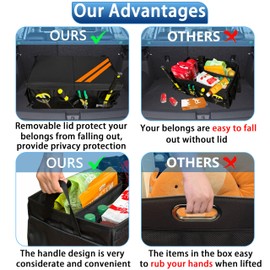 YOSRTER for Dodge Charger Durango Challenger Ram Car Trunk Organizer Collapsible Storage Box with Handle Foldable Lid Non Slip Bottom Sturdy Base Panel 2 Compartment Orange Trim