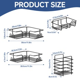 YEWVTSA 4-Pack Corner Shower Caddy Adhesive, Shower Shelves with Soap Holder and Toothbrush Holders, No Drilling Wall Mounted Shower Organizer for Bathroom and Kitchen