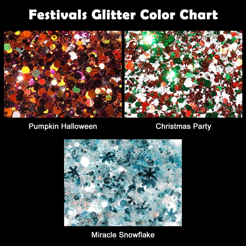 Renfio Snowflake Resin Glitter, Blue White Snowflower Mixed Chunky Glitter,