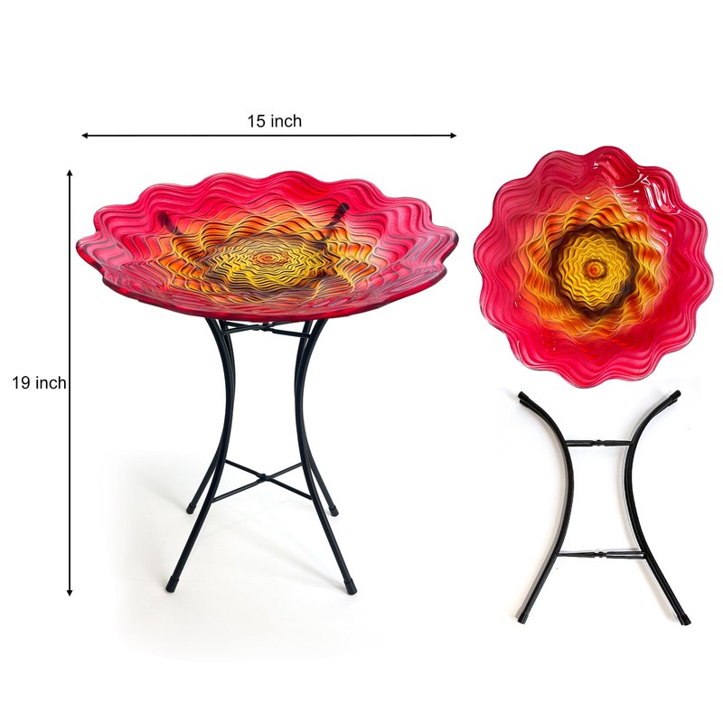 HONGLAND Bird Bath for Outside-Bird Baths for Outdoors-Glass Large Birdbaths