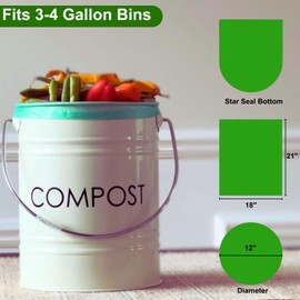 4 Gallon Trash Bag (400 ct.) 15 Liter Green Eco-friendly Garbage Bags Made W/EPI Additive(TDPA-Totally Degradable Plastic Additives) fits 2 Gal 3 Gal Can Liners for Home Kitchen Office (400 Bags)