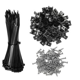 burkfeeg Set of 100 Screw Sockets for Cable Ties, Saddle Mount, Mounting Base for Cable Wire Piping, Cable Tie Holder Set with 100 Pieces Cable Ties, Screws