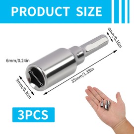 MILAKE 3 Pcs 4mm to 1/4 Bit Adapter Magnetic, Precision 0.4 Inches Socket Adapter for 4mm Electric Screwdriver, Durable Hex Shank Converter for Professionals, Tinkerers, and Hobbyists