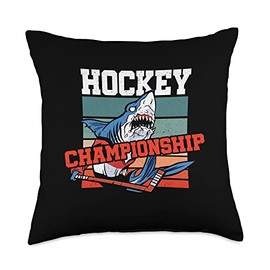 Athletic Hockey Ice Rink Team Sports Championship Shark Sports Player Ice Hockey Throw Pillow, 18x18, Multicolor