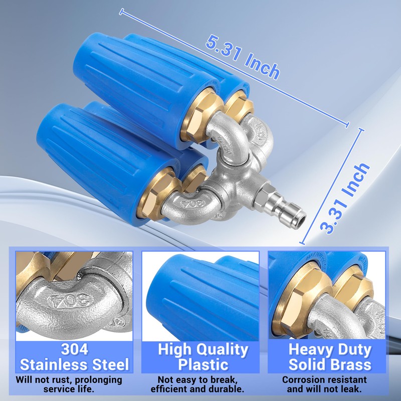 EZALOR 4-in-1 Turbo Nozzle Pressure Washer, 2.0 Orifice Quadruple Turbo