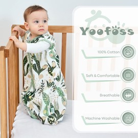 YOOFOSS Baby Sleeping Bag 2 Pack 12-18 Months Baby Sleep Sack 0.5 TOG 100 Percent Cotton Toddler Wearable Blanket Green for Infant Toddler, 100.0 gram (SS-C-012)
