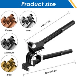 Eoppen Tube Bender 1/4inch 5/16inch and 3/8inch 180 Degree 3-in-1 Manual Tubing Bender for Copper, Brass, Aluminum and Thin Steel Pipes (Black)