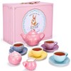 Jewelkeeper 13 Pieces Porcelain Tea Set for Little Girls with