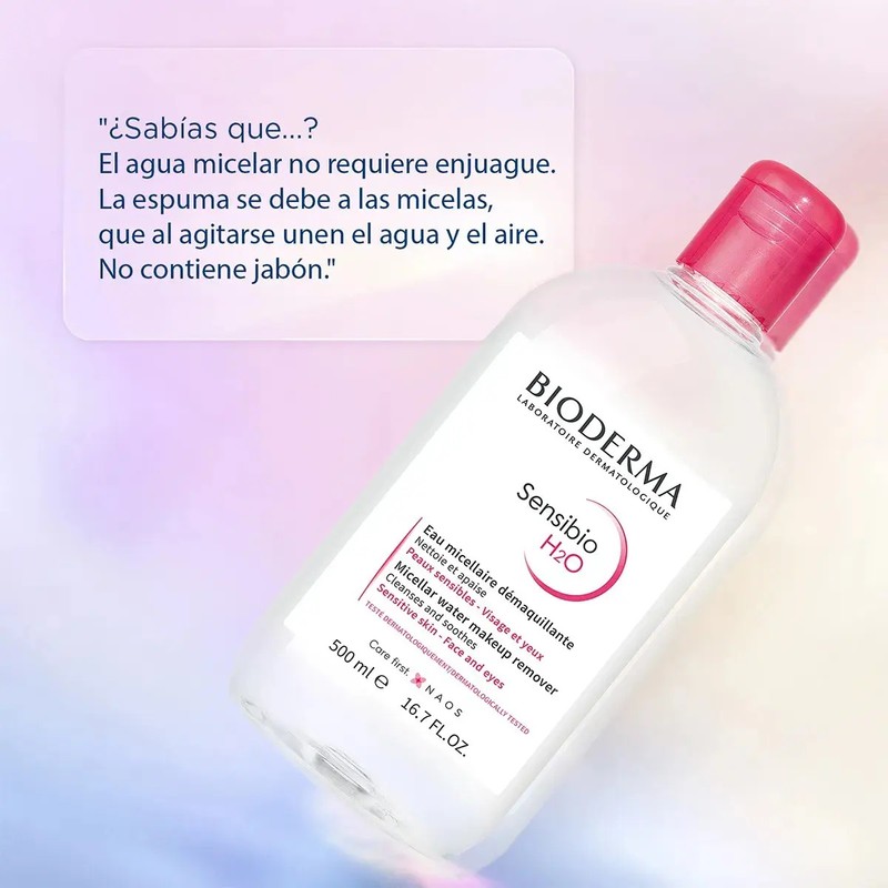 Bioderma Sensibio H2O agua micelar 500 ml remueve maquillaje díanoche