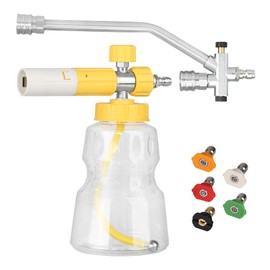 BESHED Foam Cannon for Pressure Washer with Dual Connector Accessory, Pressure Washer Double Tip Attachment for Foam Cannon,M22 and 1/4" Quick Connect, 5 Nozzle Tips
