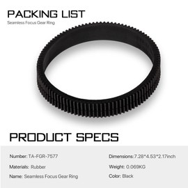 Tilta Seamless Focus Gear Ring für 75-77mm Objektiv 360° Seamless Rotation Silent für Tilta Mini Follow Focus Nucleus Nano DSLR 0.8 Mod Standard Gear Kameraobjektiv-Zubehör TA-FGR-7577