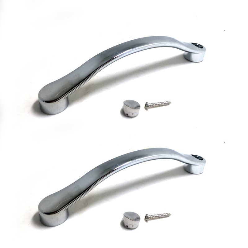 SmoothLY Replacement Shower Door Handles - Chrome Curved - Pair