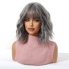 Short Grey Wavy Wigs for Women Natural Synthetic Wig with