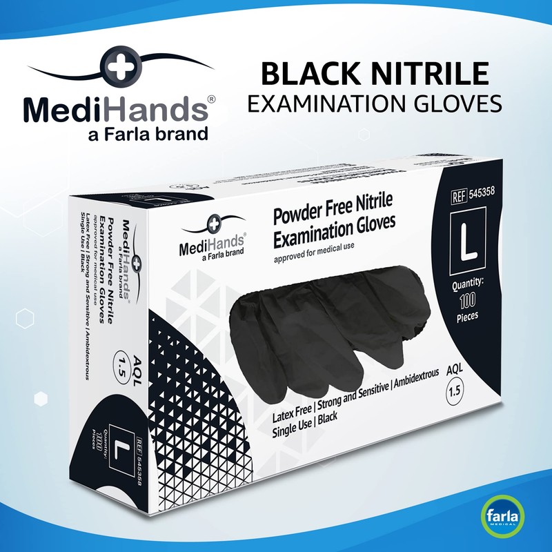 Farla Medical MediHands Nitrile Gloves - Disposable - Powder &