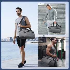 GSG SINCE 1998 Mens Sports Gym Bag with Wet Pocket & Shoe Compartment, 35L Travel Duffle Holdall with Padded Shoulder Strap, Foldable Overnight Bag for Swimming & Fitness
