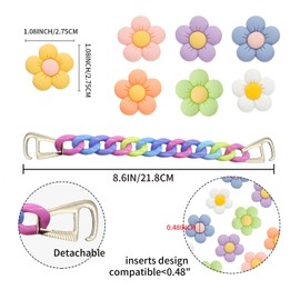 Yucenora Flower Shoe Decoration Charms, 2 PCS Colorful Shoe Chains and 14 PCS Cute flowers Shoes Accessories for Adults, Women & Girls, Party Favors Gifts